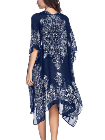 Moss Rose Bohemian Adeline Indigo Print Kimono